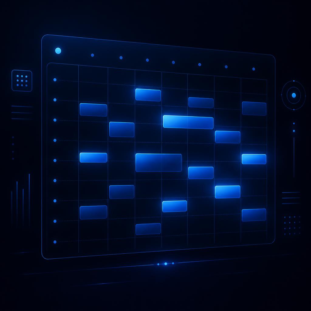 Abstract scheduling grid showing available time slots